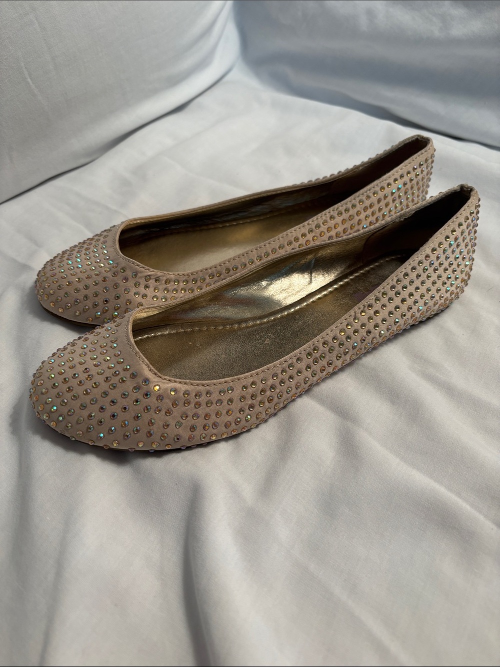 Brash Blush Crystal-Studded Ballet Flats